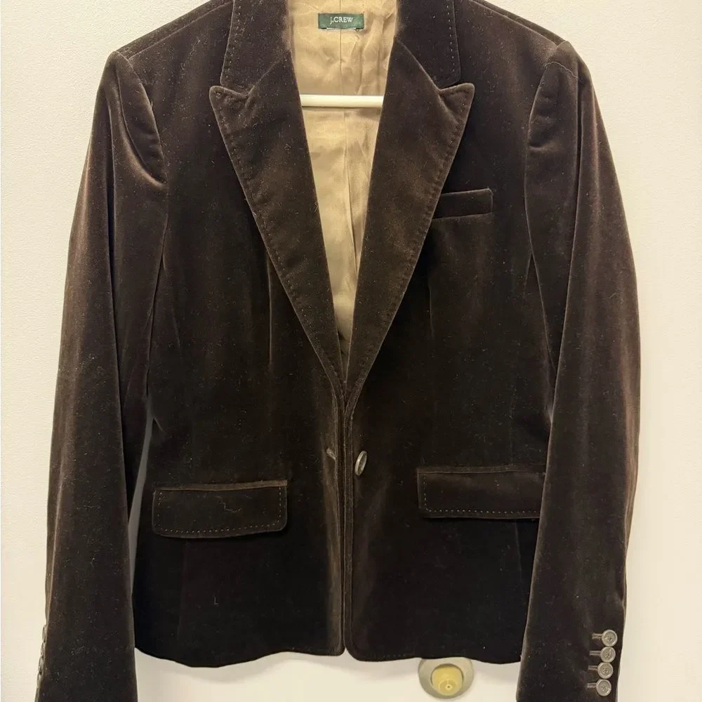 J. Crew Women's Dark Brown Velvet schoolboy Blazer